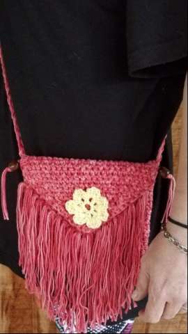 Handmade Crochet Cross Body Fringe Bag