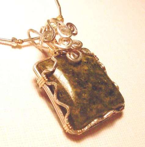 Green Jasper Wirewrapped Pendant