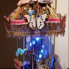 Musical, Lighted Carousel Made From Books.