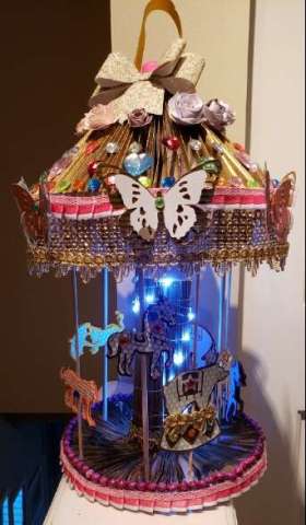 Musical, Lighted Carousel Made From Books.