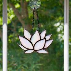 Iridescent Lotus Stained Glass Suncatcher