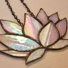 Iridescent Lotus Stained Glass Suncatcher