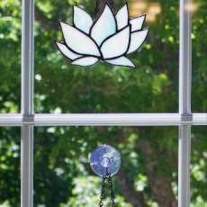 Iridescent Lotus Stained Glass Suncatchers