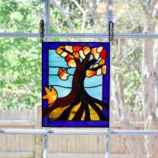 Autumn Leaves Stained Glass Suncatcher