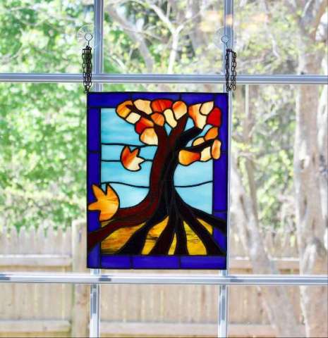 Autumn Leaves Stained Glass Suncatcher