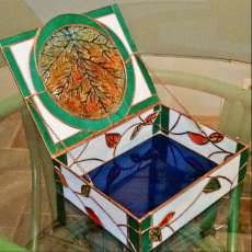 Autumn Leaves Stained Glass Keepsake BOX