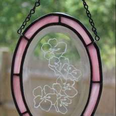 Etched Cherry Blossoms Stained Glass