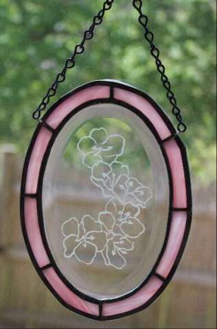 Etched Cherry Blossoms Stained Glass