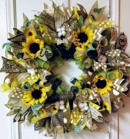 Country Summertime Sunflower and Burlap Wreath