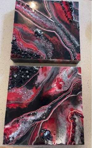 Geode Resin Pour Artwork Diptych