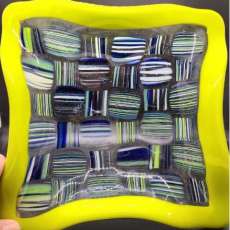 Plaid Neon Green Bowl