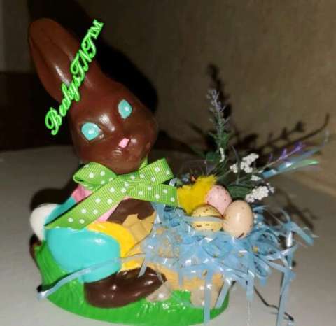 Faux Chocolate Bunny With Basket