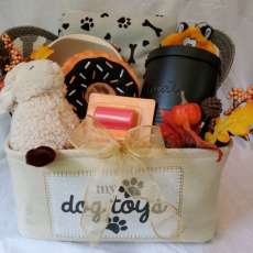 Welcome a New Four Legged Friend to the Home With a Basket of Essentials.