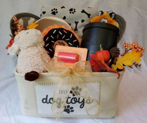 Welcome a New Four Legged Friend to the Home With a Basket of Essentials.