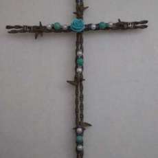 Turquiose Rose Beaded Cross
