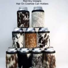 Can Beverage Holders - Handcrafted From Natural Hair on Cowhide