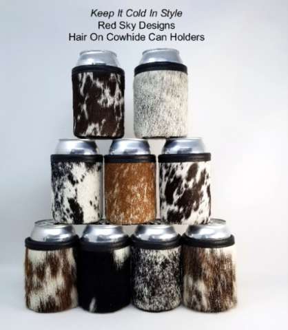 Can Beverage Holders - Handcrafted From Natural Hair on Cowhide