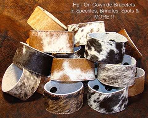 Cowhide Cuffs - Natural Hair on Cowhide
