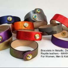 Metallic Leather Bracelets - Over 180 Colors of Leather & 20 Widths/Snap Setting Combinations