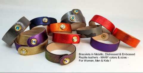 Metallic Leather Bracelets - Over 180 Colors of Leather & 20 Widths/Snap Setting Combinations
