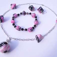Pink and Black Dice Jewelry Set