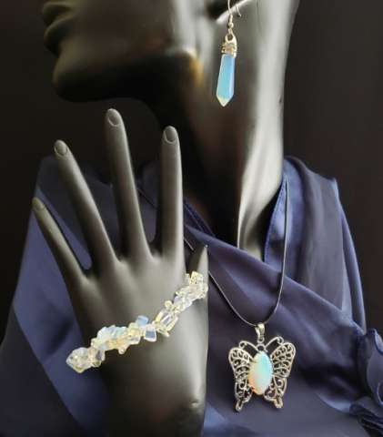 Sea Opal Set With Butterfly