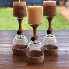 Wine Glass Candle Holders