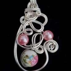 Pink Flower Swirl Pendant
