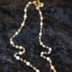 Hand Tied Gold and White Fresh Water Pearls With Toggle Clasp