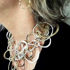 Hammered Gold and Silver Necklace