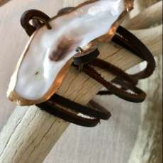 Leather Wrap Around Oyster Bracelet