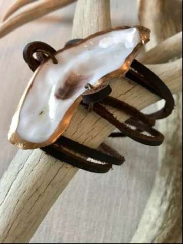 Leather Wrap Around Oyster Bracelet