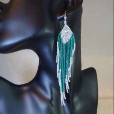 Turquoise and Silver Beaded Earrings