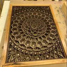 Lotus in Luan Framed in Hickory