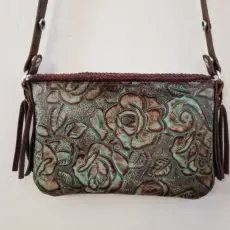 Jade Rose, Medium Zip Purse. With Double Loop Kangaroo Lace and Inside Pocket.