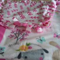 Woodland Animals in Pink No Sew Tie Throw