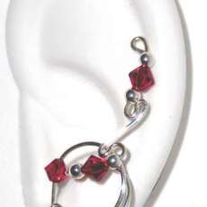 Ear Climber With Pink Crystals and Argentium Silver