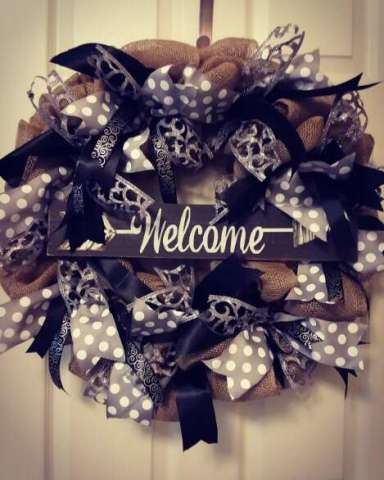 Beautiful Handmade Burlap Wreath With Ribbon