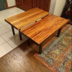 2 in Thick Old Cut Cypress With Steel Framed Base