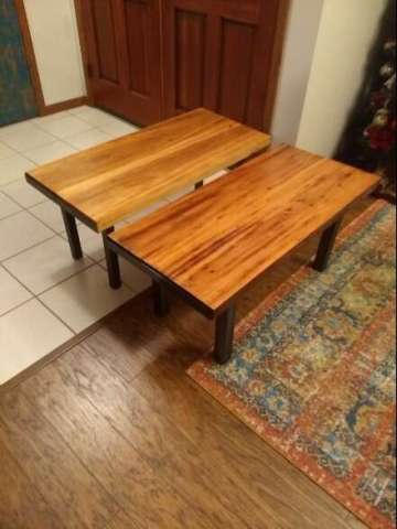 2 in Thick Old Cut Cypress With Steel Framed Base