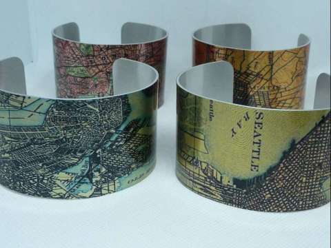 Map Cuff Bracelets by Enliven Natural
