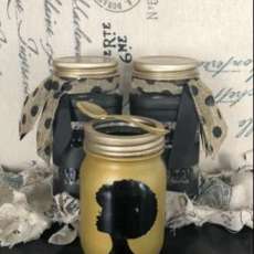 African American Woman Silhouette/ Black History Month/ Atlas Mason Jars/ Painted Centerpieces