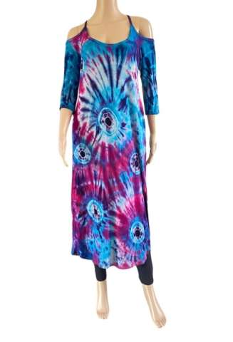 Cold Shoulder Tie Dye Dress