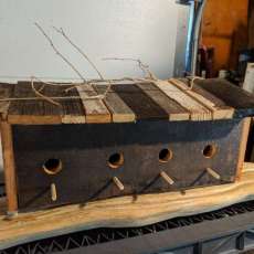 Brown Barnwood Birdhouse on Driftwood
