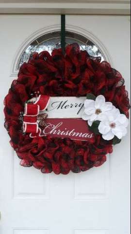 Buffalo Red Flannel Mesh Wreath