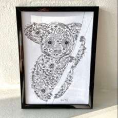 Floral Koala Print, Framed