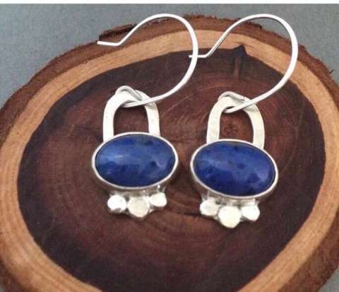 Blue Lapus and Sterling Silver Earrings