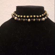 Black and Gold Necklace and Earrings