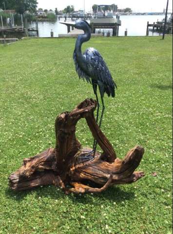 Blue Silver Large Heron Cool Driftwood