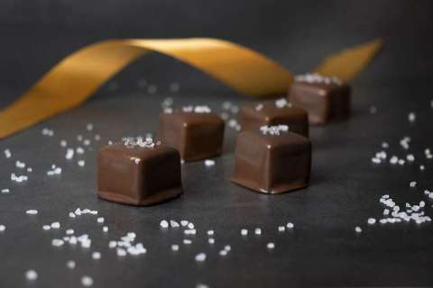 Caramels Dipped in Dark Chocolate With Sea Salt Sprinkles